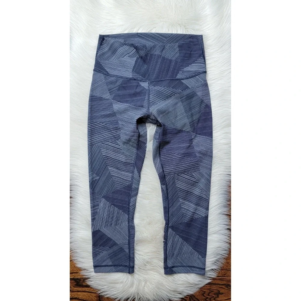 Lululemon Wunder Under Hi-Rise Crop Tight Women's Size 8 Etch Hail Midnight Navy